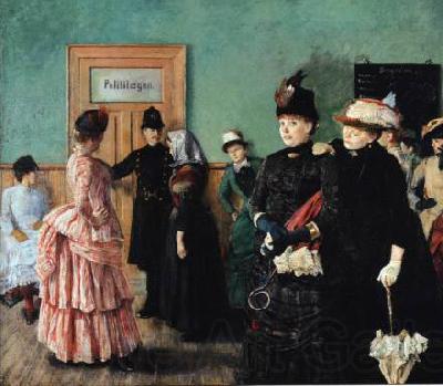 Christian Krohg Albertine i politilagens ventevarelse Spain oil painting art